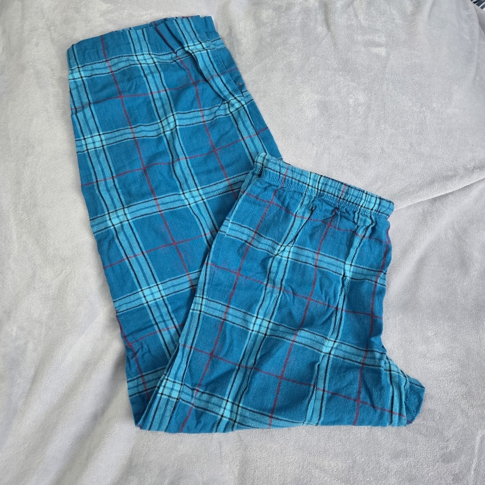 🟢 Blue Plaid Pajama Pants